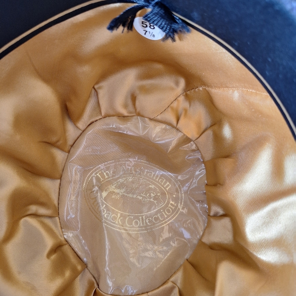 Brown Drifter Hat with Gold Interior Genuine Leather Size 58- 7 1/8 - Picture 4 of 8